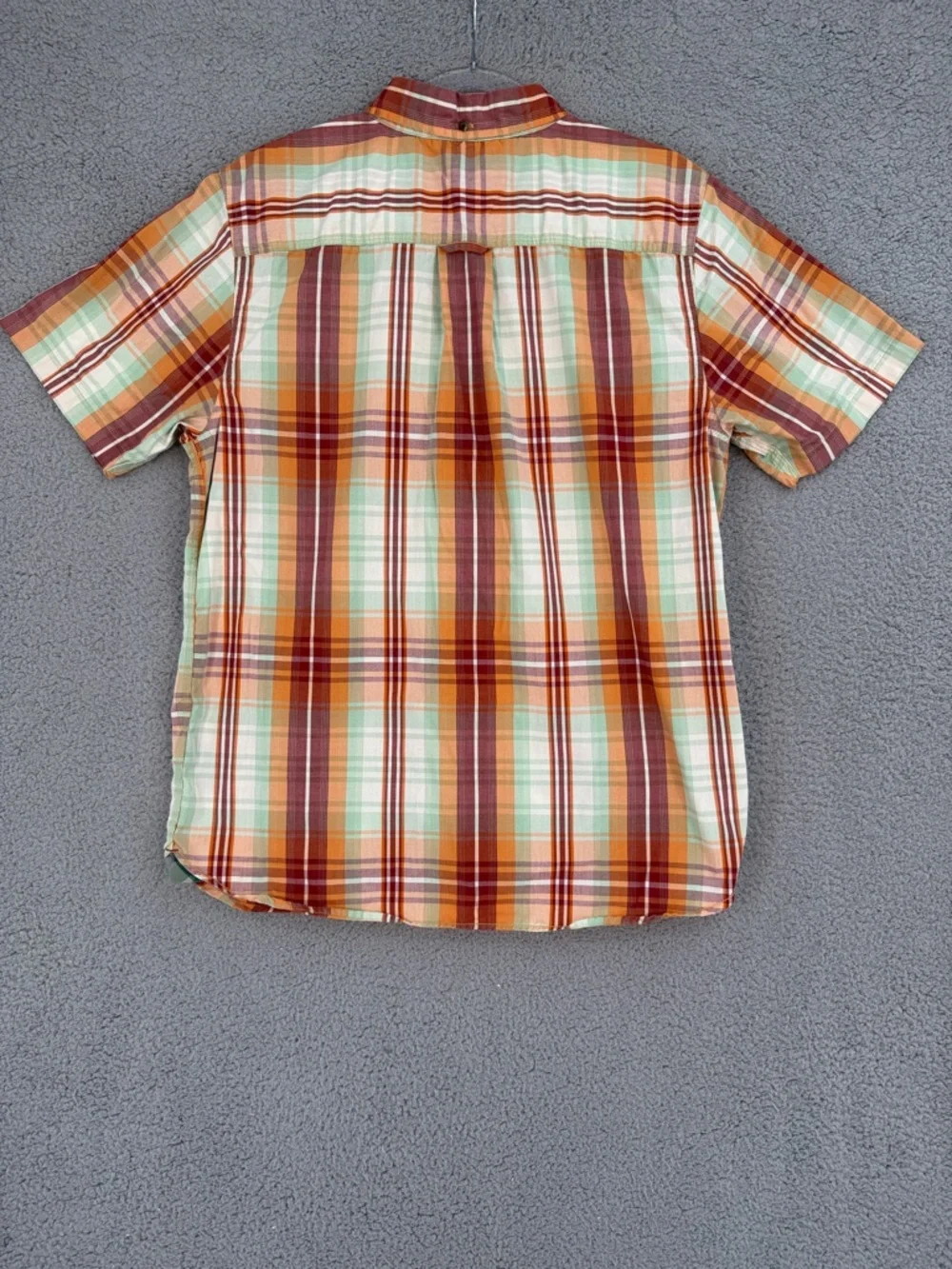 The North Face Men’s Large short sleeve button down shirt Orange Plaid outdoors